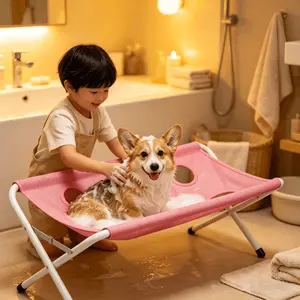 oldable Anti-Slip Dog Bath Massage Bed for Small Puppies Lightweight Portable Pet Grooming Table Small Dog Bath Station Comfortable Pet Massage Bath Bed for Small Breed Dogs