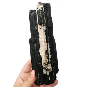 Black Tourmaline with Albite and Mica - Natural Stone
