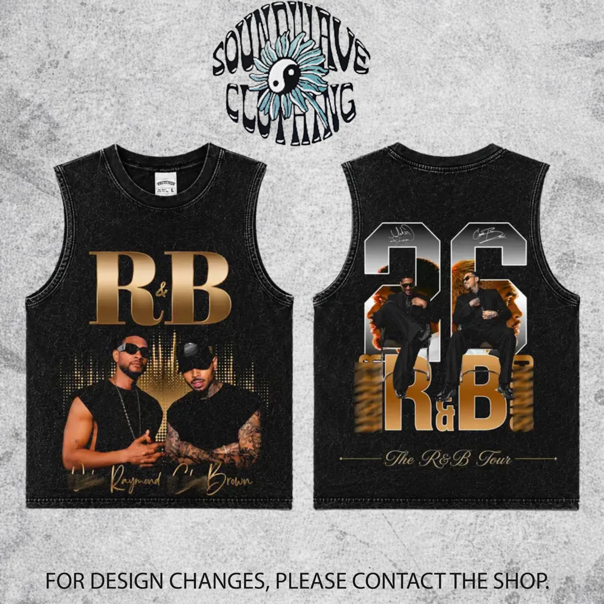 [SWW] The R&B Tour 2026: Raymond & Brown #5 Premium Acid Washed 100% Tank Top T-Shirt, R&B Music Duo Graphic Tee, Urban Hip Hop Soul Streetwear Shirt, Concert Tour Merch, Gift for R&B Fans, Vintage Music Te