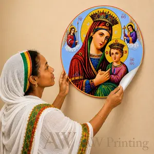 Circle Adhesive Ethiopian ስዕለ አድኖ 18inch Poster