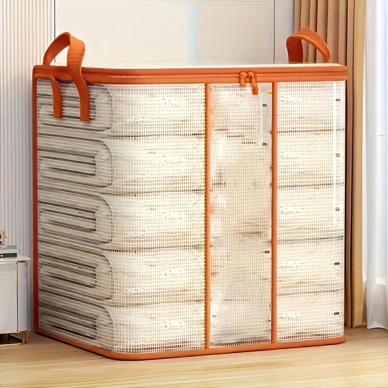 Large Transparent PVC Storage Bins - Waterproof Stackable Organizer with Reinforced Handles for Clothes, Bedding, Closet Storage Organizer Needs