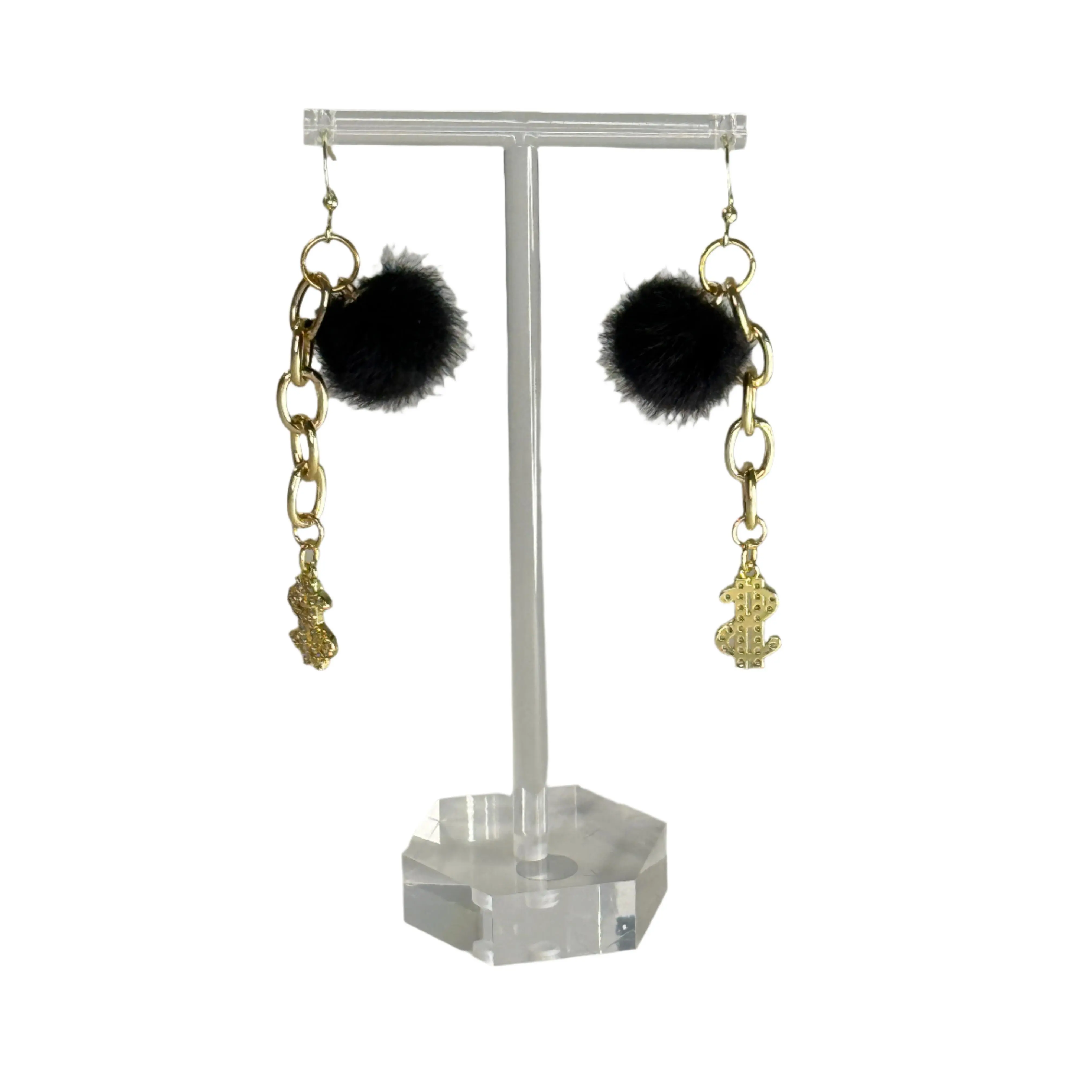 Mini puff so money earring black with $$