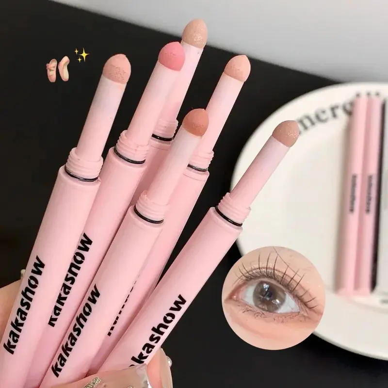 Double-Ended Aegyosal Pen & Brightening Highlighter Stick - Long Lasting Eye Shadow & Liner Combination with Glitter, Matte & Metallic Finishes