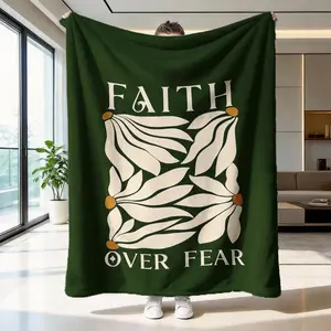Soft Flannel Blanket, Cozy and Warm, Ideal for Sofa, Bedroom, Nap Time, Multi-Scene Use, Faith over Fear Design, Comfortable and Skin-Friendly
