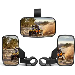 UTV Rear View Mirror And Center View Mirror With 1.75" to 2" Roll Bar Cage Mount Compatible with Polaris RZR, Commander Maverick X3, Viking, Yamaha Rhino, Kawasaki Teryx