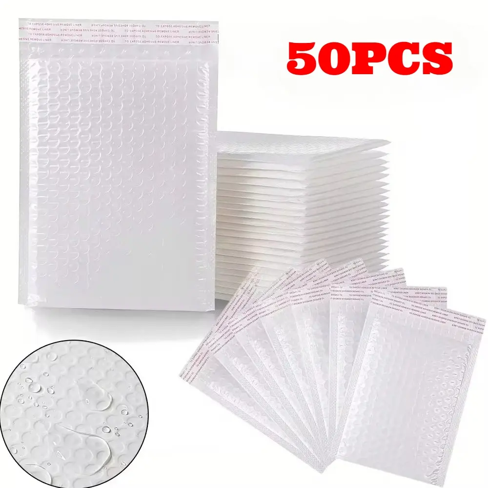 50PCS Bubble Mailers Wholesale Poly Bubble Mailer White Padded Envelope for Packaging Mailing Gift Self Seal Shipping Bags Bubble Envelope Mailing Envelopes Shipping Supplies