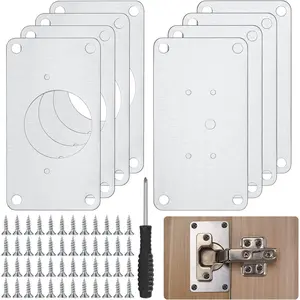 8 count Cabinet Hinges Repair Plates, Cabinet Doors Hinge Repair Kit Stainless Steel Furniture Cabinet Drawer Window Repair Plates with