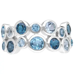 Ariva Sterling Silver Blue Topaz Bubble Ring