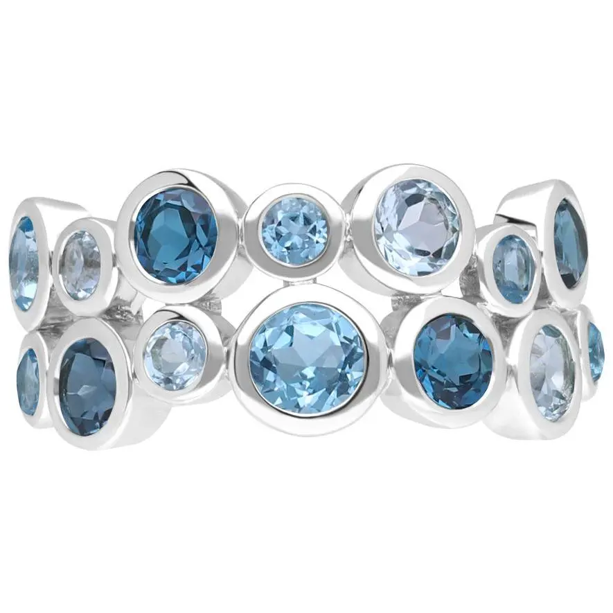 Ariva Sterling Silver Blue Topaz Bubble Ring