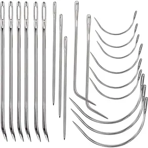 20 Pcs Leather Sewing Needles Heavy Duty Sewing Needle Kit Including Curved Leather Needle Sack Needle Hand Sewing Needle for Upholstery Leather Craft Carpet Canvas Repair
