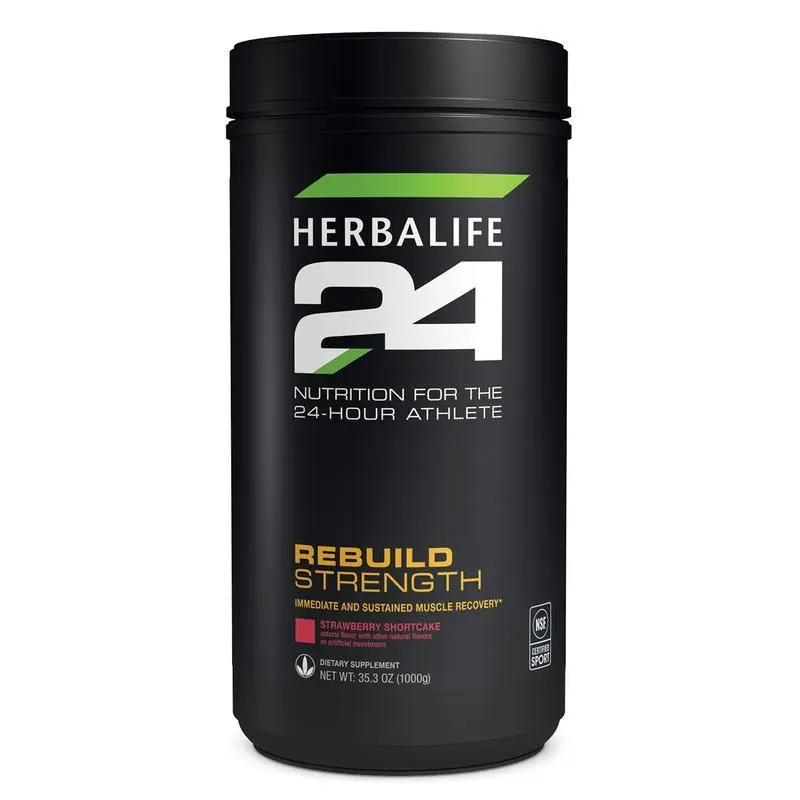Herbalife24 Rebuild Strength Strawberry Shortcake Canister Protein Drink Mix for Muscle Maintenance & Post-Training Recovery