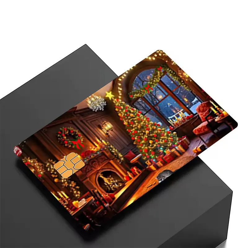 Christmas Holiday Card Skin Sticker – Cozy Fireplace Credit & Debit Card Cover, Waterproof Vinyl Decal
