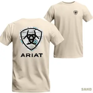 Ariat Serape Island Shield T-Shirt, Ariat Logo Graphic Mens and Womens Short, Gift For BF Cotton Menswear Top Top