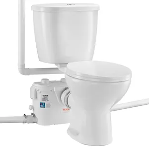 fathersdaygift VEVOR Macerating Toilet System with Powerful 500W Macerator Pump, Rear Discharge and Upflush Toilet For Basement, Dual Flush Water Disposal, Macerating Toilet System Kit with 3-Inlet, Space Saving