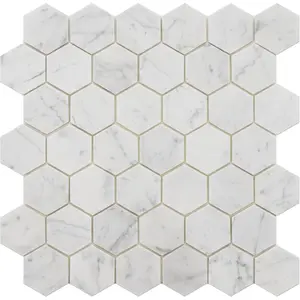5-Sheet Peel and Stick Stone Tiles, Hexagon Peel and Stick Stone Backsplash 3D Marble Look Stick on Backsplash for Kitchen Fireplace