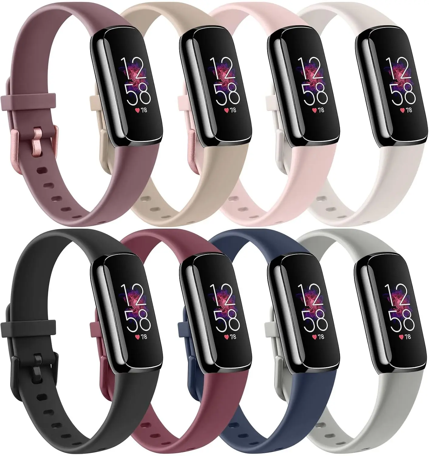 8 Pack Bands Compatible with  Luxe Bands for Women Men, Soft  Wristband Replacement Strap for  Luxe Fitness and Wellness