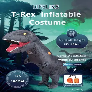 Adult Inflatable Costume Suit Jurassic World Tyrannosaurus Rex, Perfect for Halloween Christmas Carnival Party Celebration