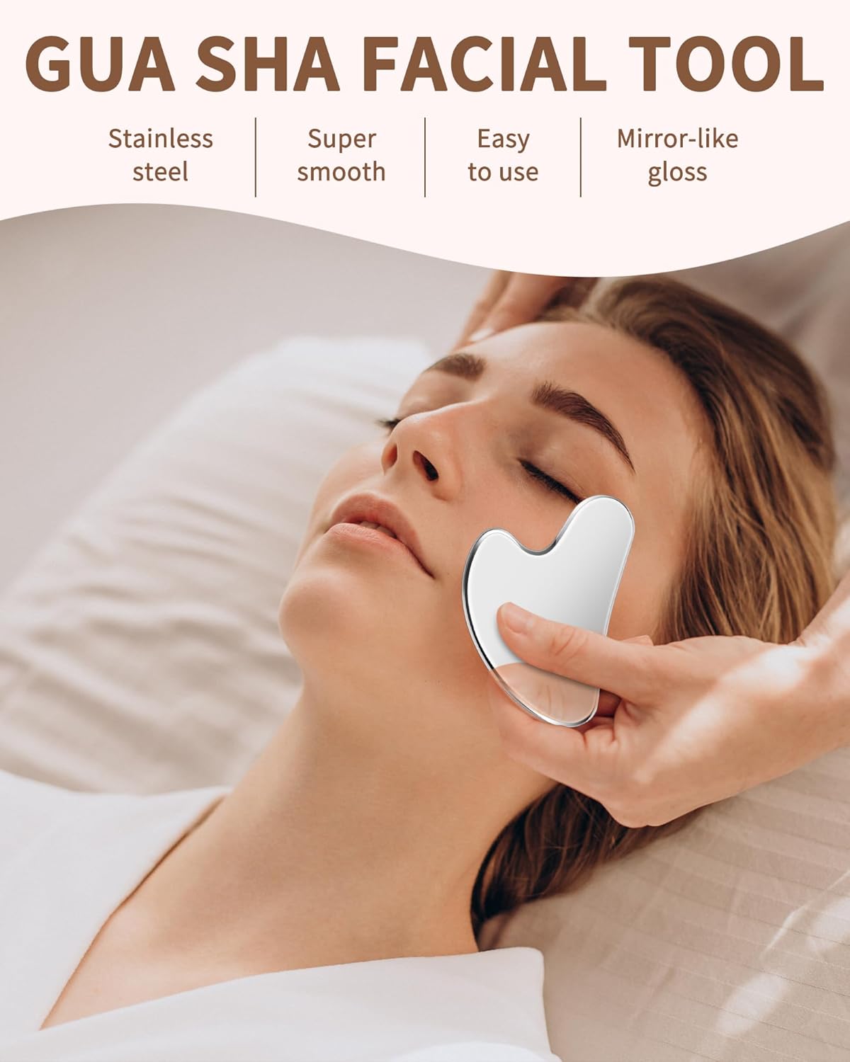 Premium Stainless Steel Gua Sha Tool for Facial Lifting & Lymph Drainage Durable Professional Beauty Salon Version with Leather Case for Daily Skincare Routine Daily Storage