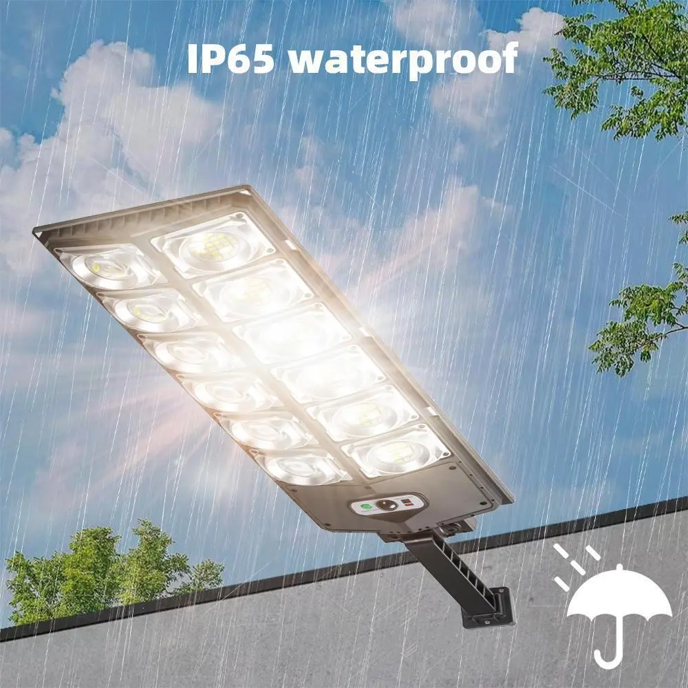 Solar Street Light Outdoor - LED Lighting Solutions, Motion Sensor Dusk-to-Dawn Waterproof LED Road Lamp for Parking Lot, Driveway, 3Mode Smart Light