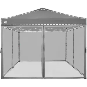 Gazebo Mosquito Net for 10 x 10 Pop Up Canopy - Patio Gazebo Mesh Sidewall with Zipper for Outdoor Tent, Garden and Backyard (4 Packs, Grey)