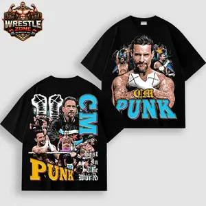 [WWE] CM Punk V3 Best In The World Cotton Graphic T Shirt, Vintage WWE Wrestling Fan Tee, Chicago Stars CM Punk Wrestling Shirt, Retro Pro Wrestling Streetwear Graphic T-Shirt for Men Women WWE AEW Wrestling Fans