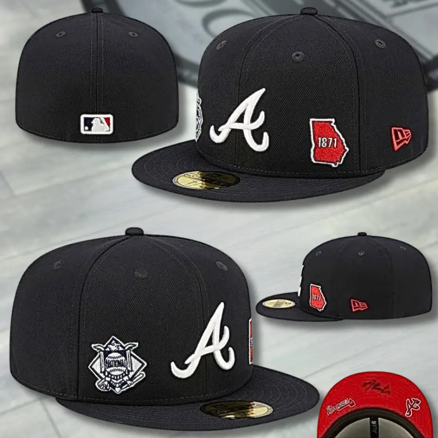 New Era 59FIFTY Atlanta Braves Fitted Baseball Cap – Men's Flat Bill Hat with "A" Logo, Red Undervisor & MLB Streetwear Style