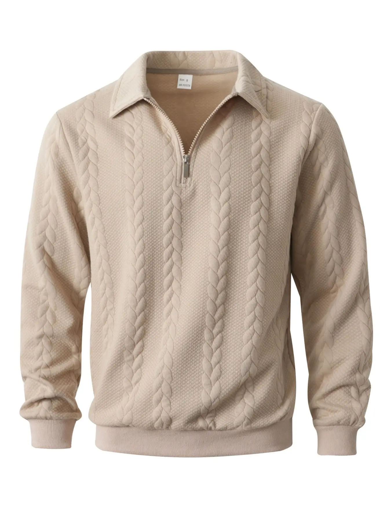 Men's Spring Autumn Heavyweight Jacquard Pullover Sweatshirt, Quarter Zip Design, Knit Long Sleeve Casual Top, Knit Pullover Tops, Loose Fit Large Size, Casual Chic Knitwear
