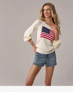 Americana Graphic Knit Sweater Off White