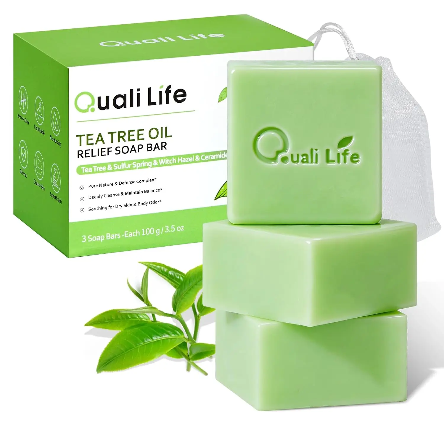 Tea Tree Soap For Oil & Itchy Skin, Pack of 3 | Soap Bar for Face & Body, Antifungal Soap with Tea Tree Oil, Antibacterial Bar Soap for Fungus, Ringworm, Acne
