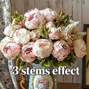 Romantic Artificial Peony Bouquet Flowers, Home Decor for Mother's Day, Wedding Parties, Anniversaries, Festive Decoration