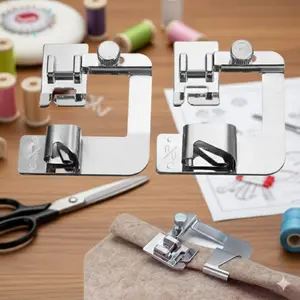 No-Adjustment Snap-On Hemmer Foot 13mm 19mm 25mm Anti-Rust Alloy Sewing Presser Feet Multi-Size Quick Hem Tool for Home Sewing Machine Perfect for Various Fabric Edge Finishing