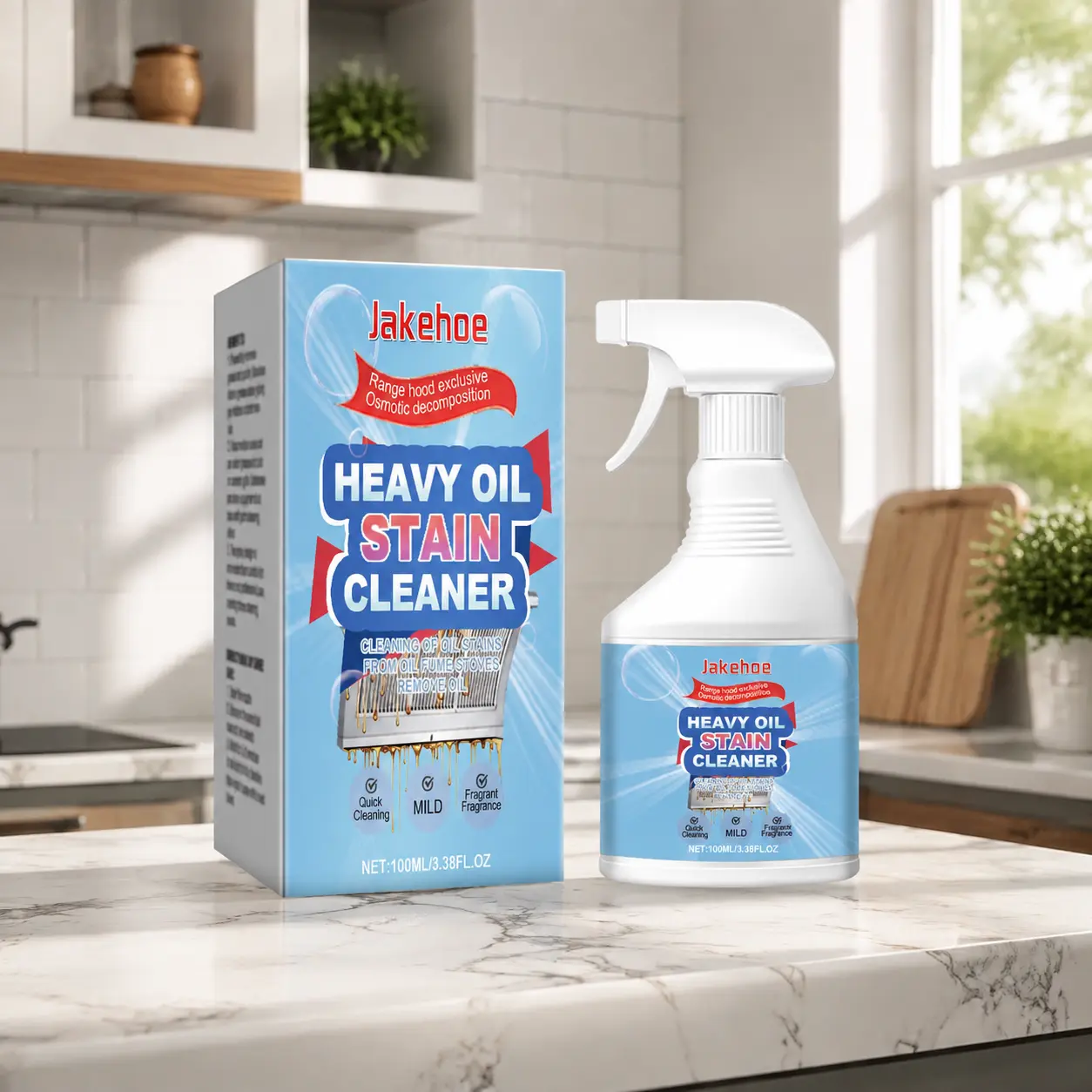 Heavy Duty Kitchen Degreaser, Multi-Surface Stove & Range Hood Cleaner for Grease Buildup