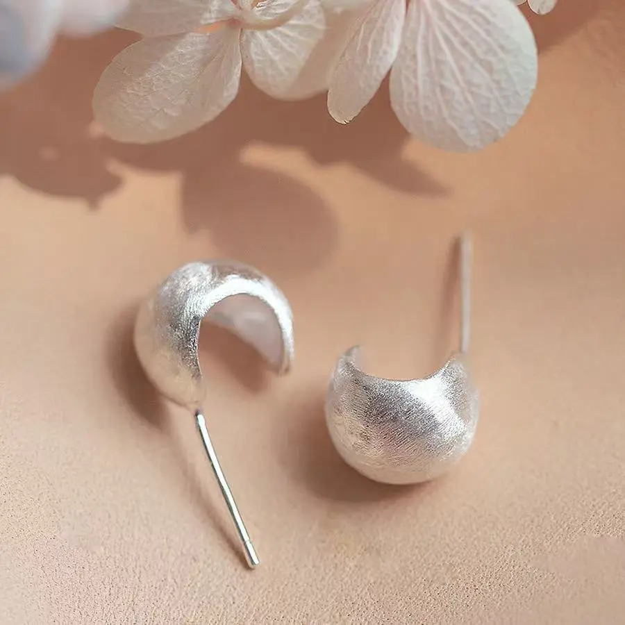 Swyii Brushed Silver Teardrop Ear Studs for Women, Daily Clothing Decor, Party Jewelry, High Quality & Exquisite Jewelry for Holiday Gift Ideas, Fashion Spring Jewelry
