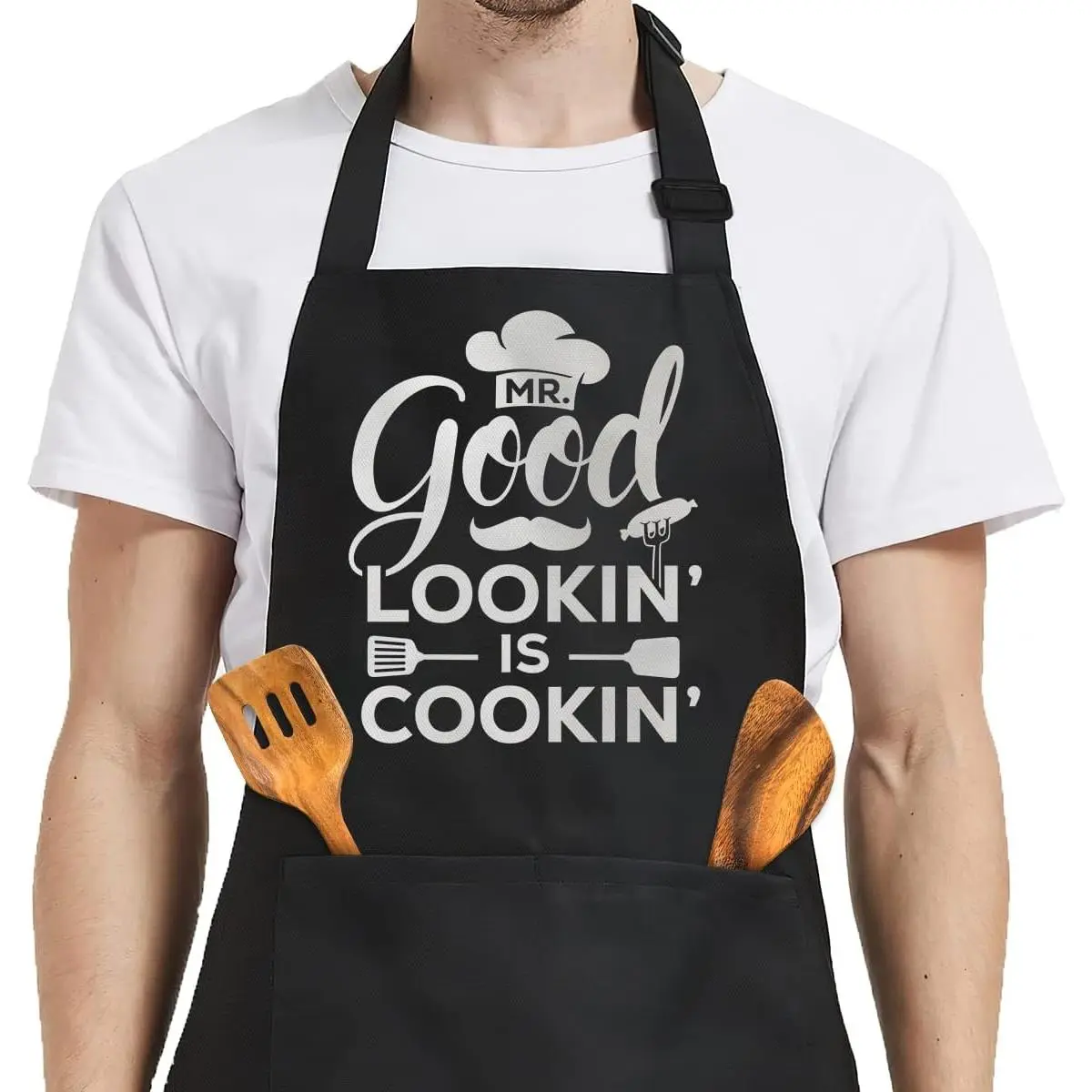 Mens Aprons with Pockets Funny Apron for Men BBQ Kitchen Cooking Aprons for Birthday Christmas Aprons Gifts