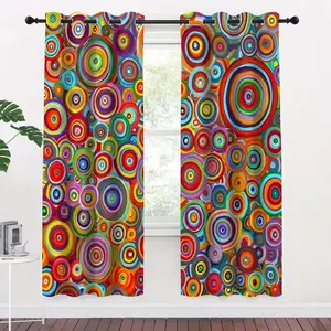 Bohemian Geometric Polka Dot Digital Print Curtains, Room Decor Curtain, Home Decoration Curtain, Half Light Blocking, Semi-Transparent Indoor Outdoor Drapes for Bedroom Living Room