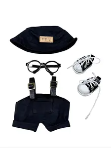 5-Piece La-Bu-Bu Doll Clothing Accessories Set, Multi-Color Apron Pants, Summer Hat, Glasses, Boots, Keychain Gift for Bjd Dolls