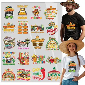 20 Sheets Cinco De Mayo DTF Transfers Ready to Press Iron on Transfers for T-Shirts,Transfers Stickers for Shirt Clothes Bag Pillow DIY Crafts,Iron on Decals Heat Transfer