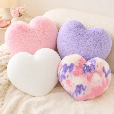 4 Pcs Heart Throw Pillows Set Aesthetic Soft Fluffy Plush Heart Decorative Cushion for Bed Sofa Reading Nook,  Room Decor & Cute Gift for Girls #tiktokshopbacktoschool  #sohochic