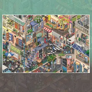 Urban City Landscape Stickers, Super Big Museum Scenes, Countryside Villa Theme, 3D Miniature Scenes, DIY House Sticker, Fun Room Decor