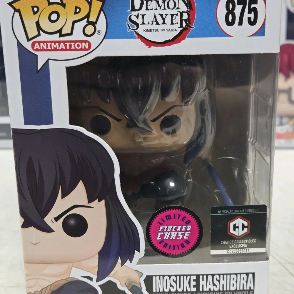 Funko Pop! Demon Slayer Inosuke Hashibira #875 Flocked Exclusive Chase Plastic Bobblehead Display Figure, Flocked Finish