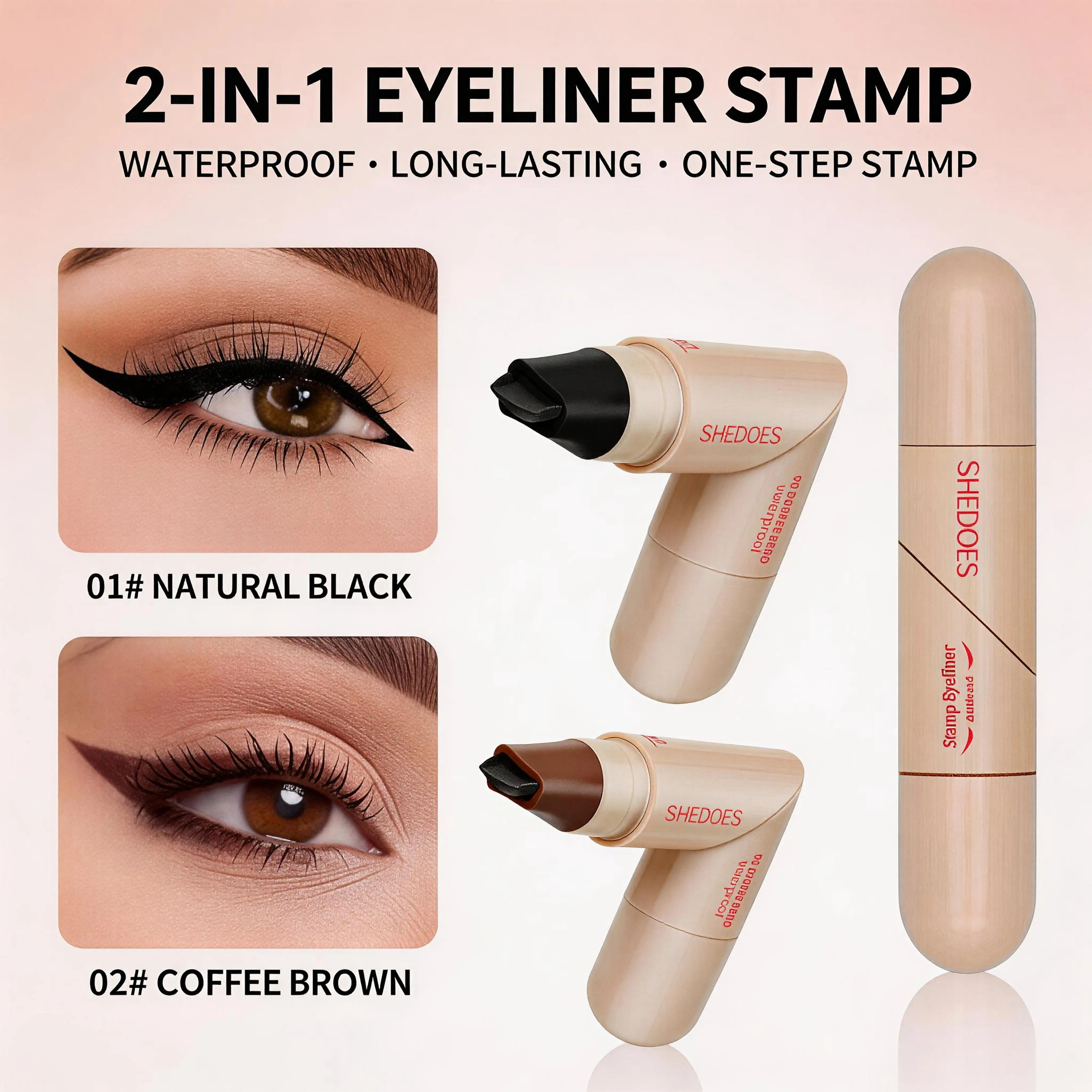 Rotating Winged Eyeliner Stamp Pen Dual-Head Design for Precise Cat Eye & Winged Liner Waterproof Smudge-Proof Formula Quick-Drying Makeup for Busy Days and Special Occasions