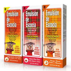 Emulsion De Escocia Cod Liver Oil Liquid For Kids Variety Pack - Cherry, Orange & Strawberry Banana Flavor - Omega 3 With Vitamins A, D, E & B1 - Children's Dietary Supplement 3-Pack