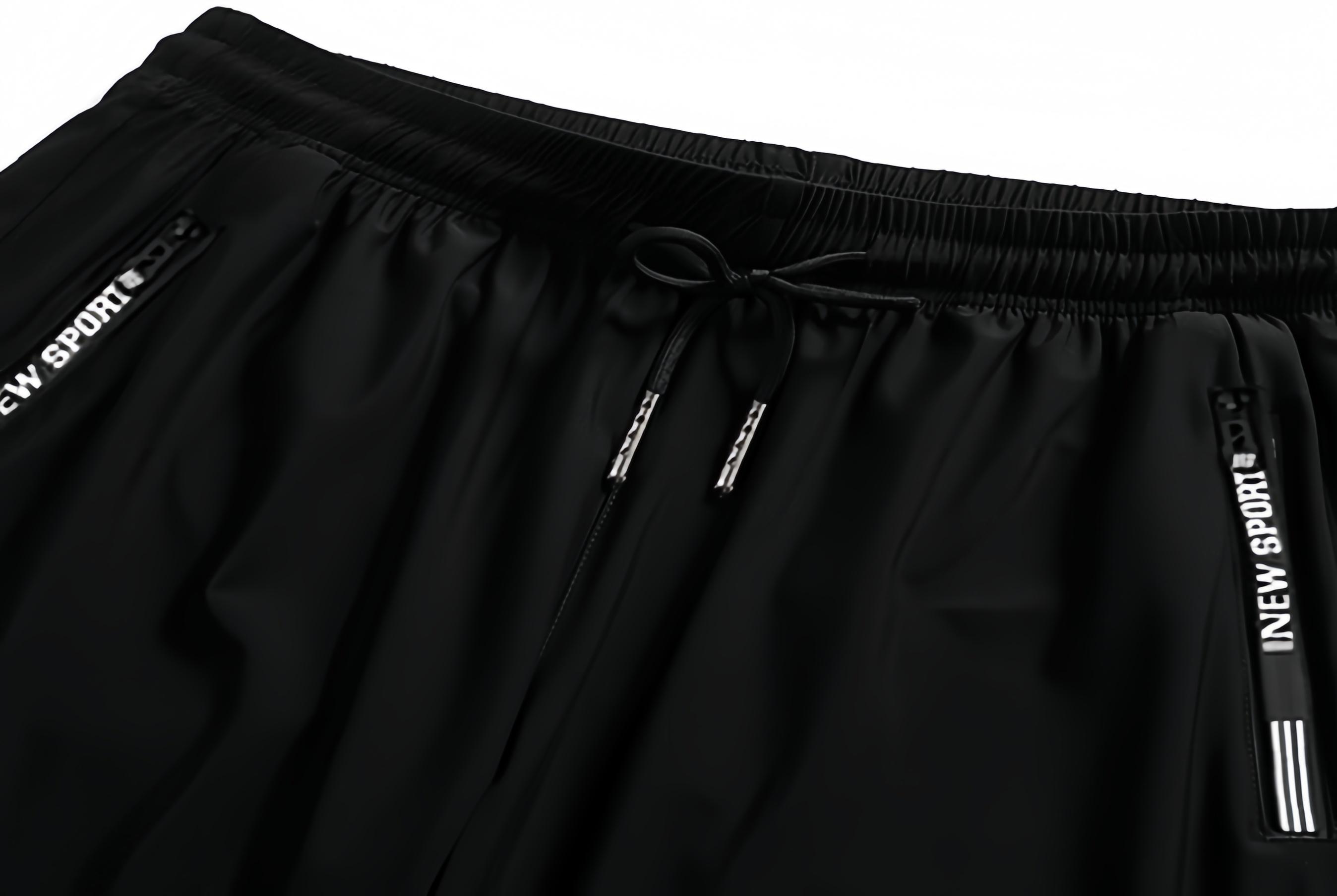 Men’s quick-dry athletic pants, elastic waistband drawstring cuffs, zippered pockets, breathable summer fitness long pants, solid color versatile for everyday casual wear