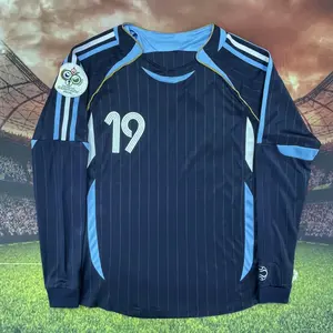 No.19 Messi 2006 World Cup Argentina Away retro Long Sleeves Short Sleeved Soccer Jerseys top