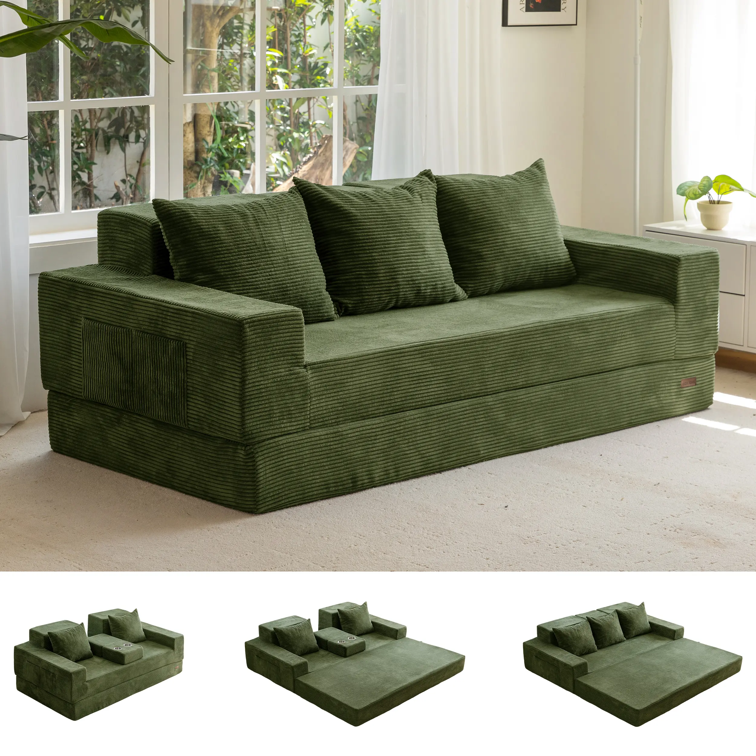 3 Seater Dark Green