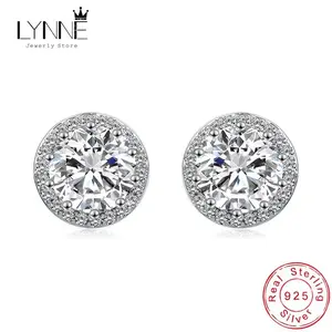 Exquisite AAA Zircon 10MM round Stud Earrings 925 Sterling Silver Jewelry  Lynne