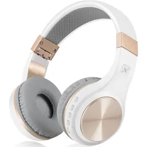 Headphones, XBT-80 Folding Stereo   Headphones Over Ear with Microphone and Volume Control,  and Wired Headset for PC/Cell Phones/TV/Gym (White )
