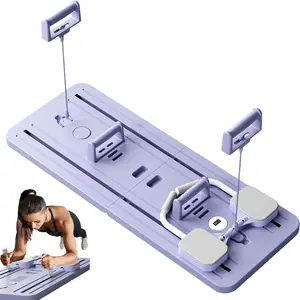 Multi-functional Abdominal Board, with Resistance Bands, Knee Mat, Push-Up Bar - 4 in 1 Fitness Instrument , Fold storage Exercise Machine, Pedal Arm Leg Traine，Exercise Board for Home Gym Fitness (Purple)