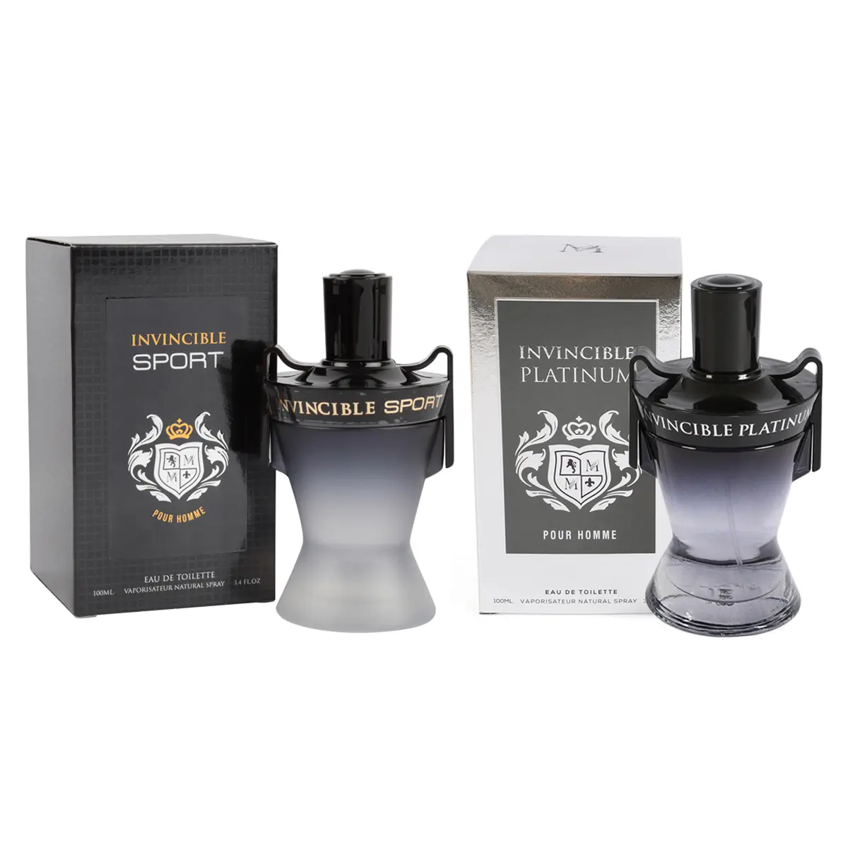 Men's Cologne Bundle - Invincible Sport and Invincible Platinum Natural Spray Cologne for Men - 100ml/3.4fl.oz. each