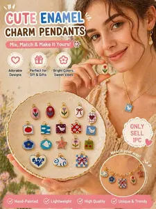 ✨ Cute Enamel Charm Pendants for DIY Jewelry – Vintage Gold Charms, Mix & Match Bracelet Charms, Aesthetic Handmade Charms for Necklaces, Trendy Accessories & Gift for Her, Heart Design Charm (1PC)